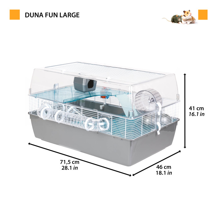 Трехэтажная клетка для хомяков CAGE DUNA FUN LARGE с открывающейся крышей 71,5 x 46 x h 41 cm