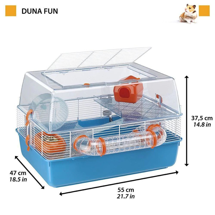 Трехэтажная клетка для хомяков CAGE DUNA FUN с игровыми туннелями 55 x 47 x h 37,5 cm