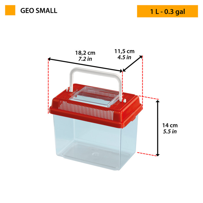 Контейнер для мелких животных, рыб, черепах и насекомых CONTAINER GEO SMALL (18,2 x 11,5 x 14 cm - 1 L)