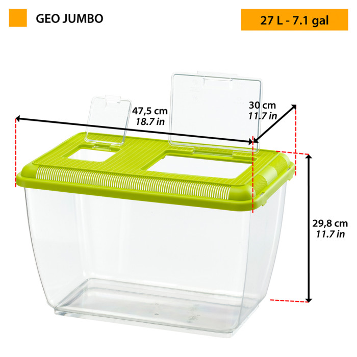 Контейнер для мелких животных, рыб, черепах и насекомых CONTAINER GEO JUMBO (47,5 x 30 x h 31 cm - 27 L)