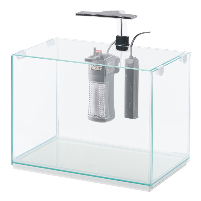 Компактний скляний акваріум TONGA 40 зі світлодіодною лампою та багатоступеневим внутрішнім фільтром та нагрівачем - 40 x 25 x h 41 cm - 34 L