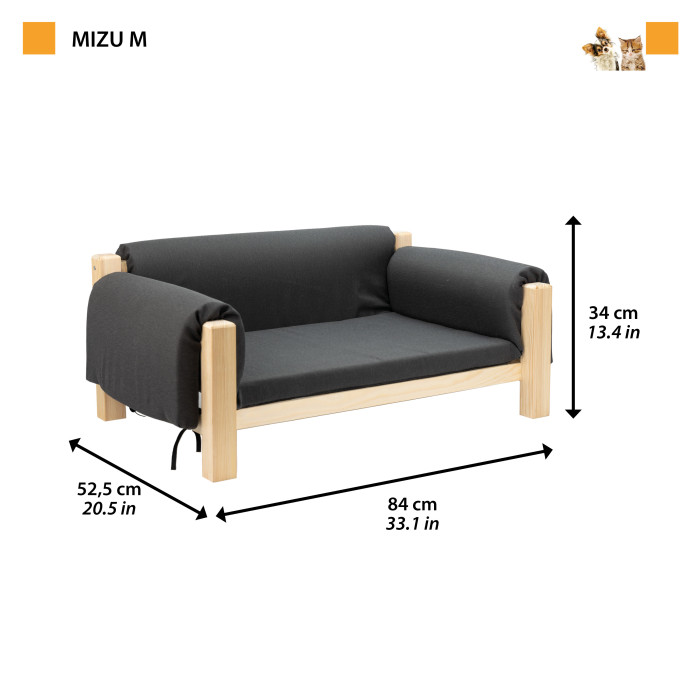 Дерев'яне ліжко MIZU для собак та котів Medium - 84 x 52 x h 34 cm