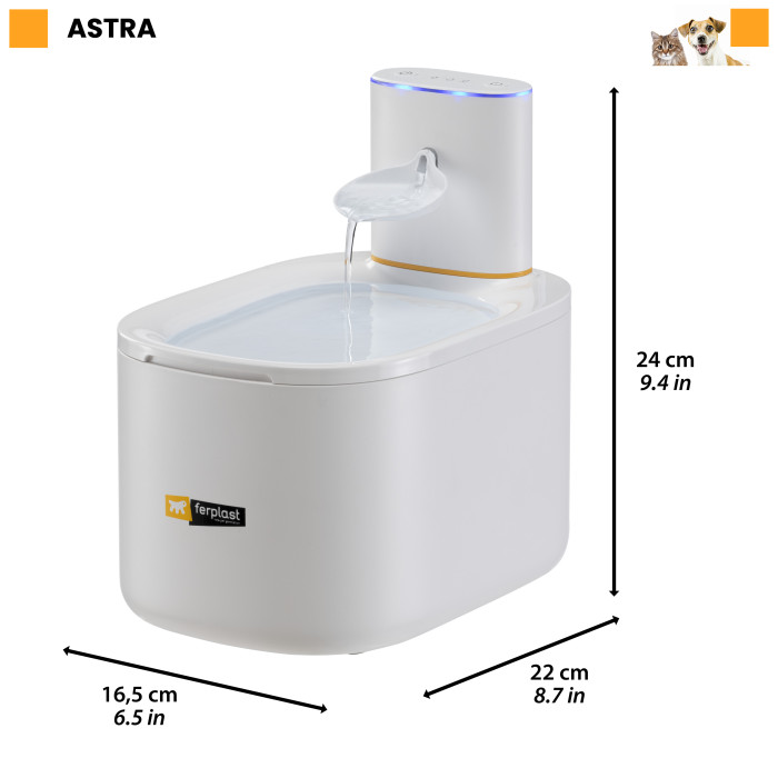 Фонтан-поилка для кошек и маленьких собак ASTRA с датчиком движения, 16,5 x 22 x h 24 cm - 3,5 L