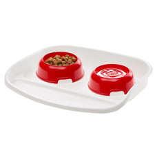 Пластиковый поднос с мисками для кошек и собак LINDO RESTYLING TRAY & BOWLS Ferplast 44,5 x 34 x h 7 cm - 0,6 L