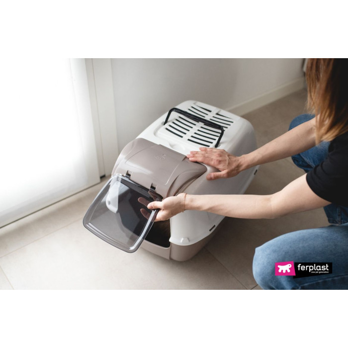 Закритий туалет для кішок TOILET HOME PRIMA CABRIO з люком Ferplast, що відкривається, 52,5x39,5xh 38 cm