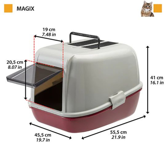 Закритий туалет для кішок TOILET HOME MAGIX із системою просіювання Ferplast, 45,5x55,5xh 39 cm