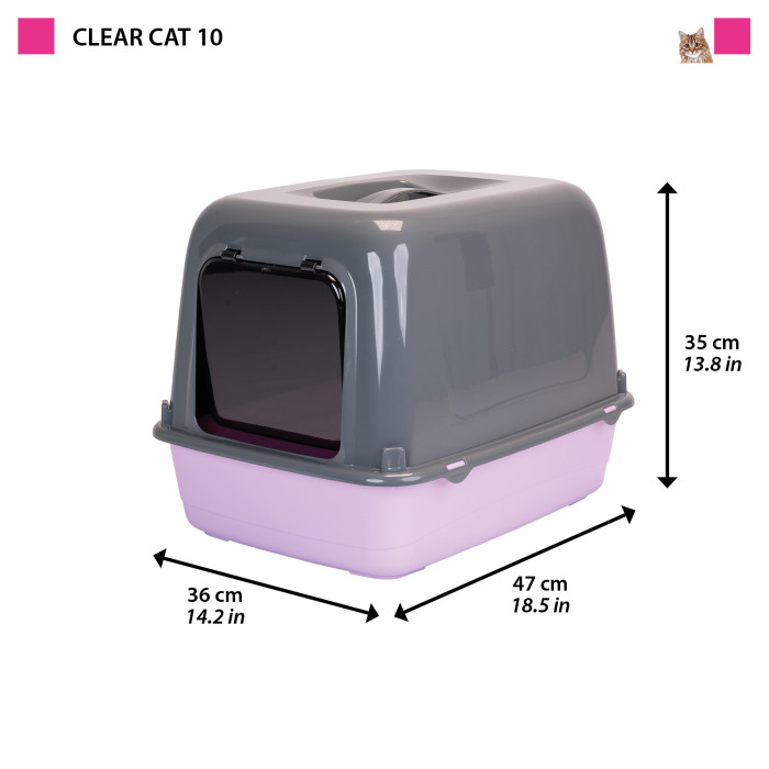 Закрытый туалет для кошек TOILET HOME CLEAR CAT 10 Ferplast, 36 x 47 x h 35 cm