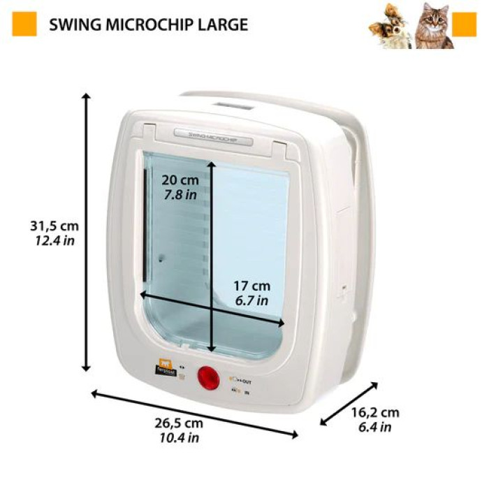 Дверка с микрочипом SWING MICROCHIP LARGE BROWN для больших кошек и маленьких собак