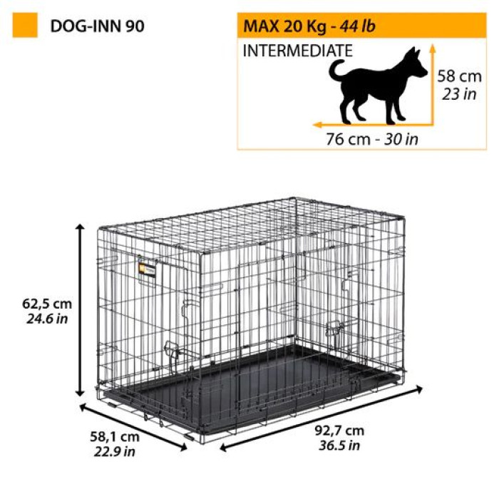 Складная клетка для собак DOG-INN 90, 92,7 x 58,1 x h 62,5 cm