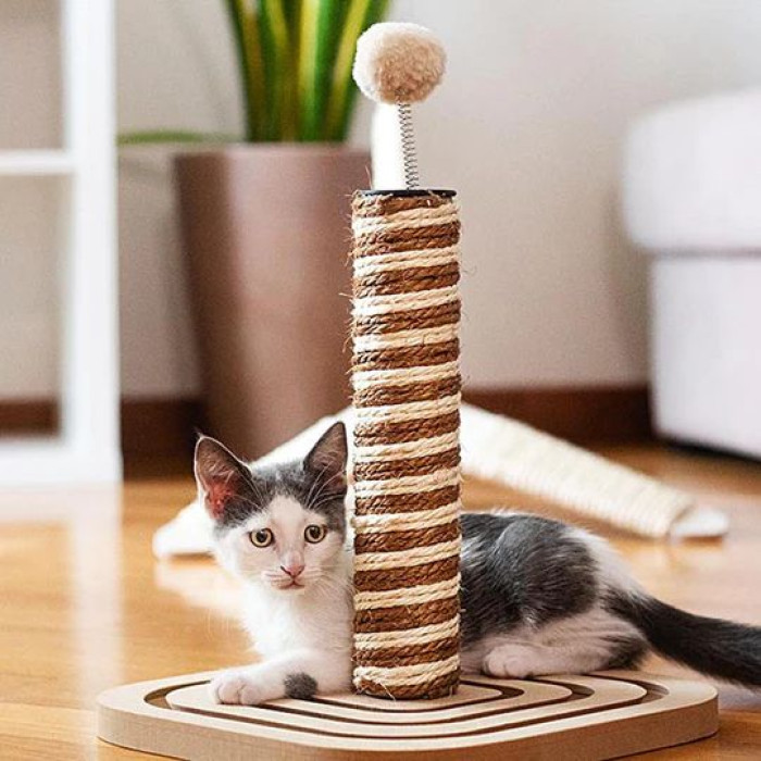 Кігтеточка-стовпчик Ferplast PA 4001 CAT SCRATCHER з м'ячиком на пружинці 29,7x29,7xh 41 cm