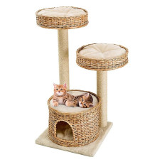 Игровой комплекс для кошек CAT TREE AMIR с полочками, спальным местом и колоннами из сизаля 50 x 50 x h 102,5 cm