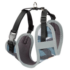 Мягкая шлейка для собак из дышащего нейлона NIKITA P HARNESS GREY/Light blue, XXS - A: 15-22 см, B: 22-33 см, 10 мм
