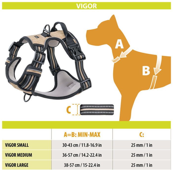 Шлейка для дрессировки собак VIGOR L VIOLA PETTORINA с двойными кольцами для поводков (A: 38-59 cm B: 34-88 cm 25 mm)