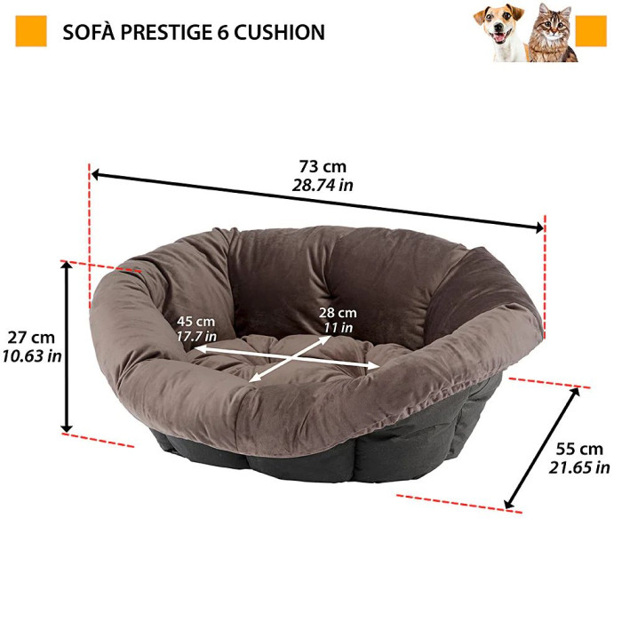 Оксамитова подушка SPARE SOFA' PRESTIGE 6 GREY для лежаків для котів та собак Ferplast Siesta Deluxe