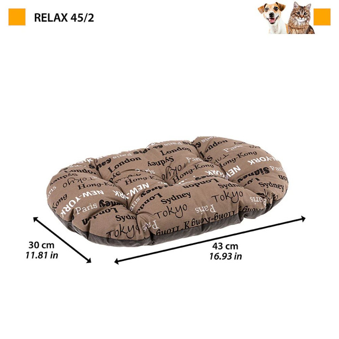 Подушка RELAX 45/2 CITIES BROWN Ferplast 43x30 cm