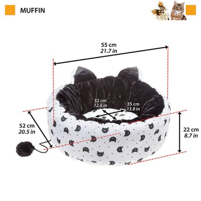 Лежак для кошек MUFFIN BEDDING Ferplast 55 x 52 x h 22 cm