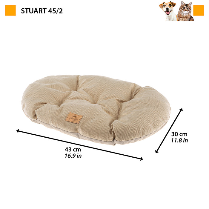 Двухсторонняя подушка для собак и кошек STUART 45/2, твид-вельвет, 43 x 30 cm
