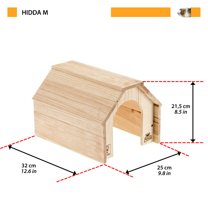 Деревянный домик HIDDA M WOOD HOUSE RODENT для морских свинок, 32 x 21 x h 25 cm