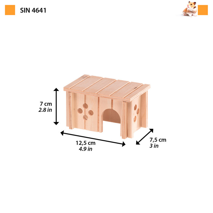 Деревянный домик SIN 4641 WODDEN HOUSE MICE 12,5 x 7,5 x h 7 cm