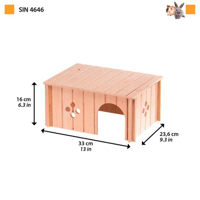 Дерев'яний будиночок SIN 4646 WOOD HOUSE RABBIT 33 x 23,6 x h 16 cm