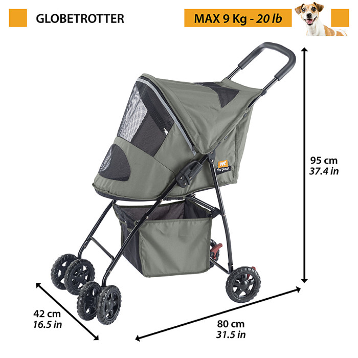 Коляска для маленьких собак до 9 кг GLOBETROTTER 80 x 42 x h 95 cm