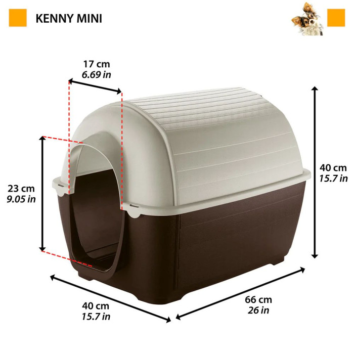 Вулична пластикова будка KENNY MINI для собак 40 x 66 x h 40 cm