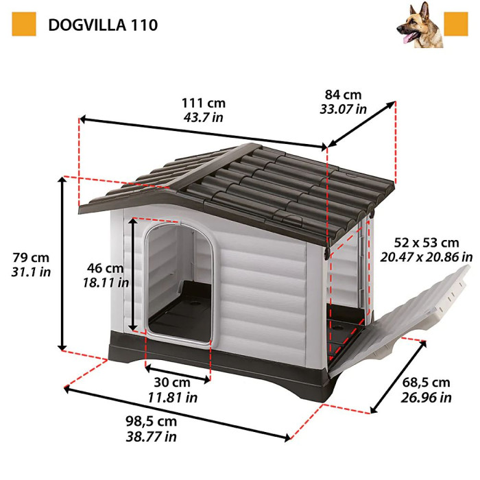 Будка для собак DOGVILLA 110 із термопластичної смоли з системою бічного відкривання 111 x 84 x h 79 cm