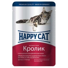Консервы Happy Cat - кусочки в соусе с кроликом для котов 100g 