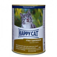 Консервы Happy Cat Dose Ente & Huhn Gelee - кусочки в желе с уткой и цыпленком для котов 400g 