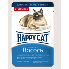 Консервы HappyCat Btl sterilisiert с лососем - кусочки в желе для стерилизованных котов  100g