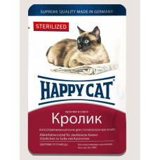 HappyCat 100g Btl sterilisiert для стерилизованных котов с кроликом - кусочки в соусе