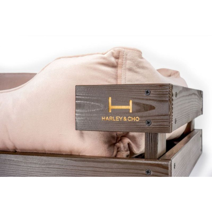 Лежак Dreamer Brown + Pudra Velur с деревянным каркасом