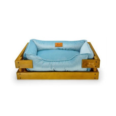 Лежак Dreamer Nature + Blue Velur с деревянным каркасом