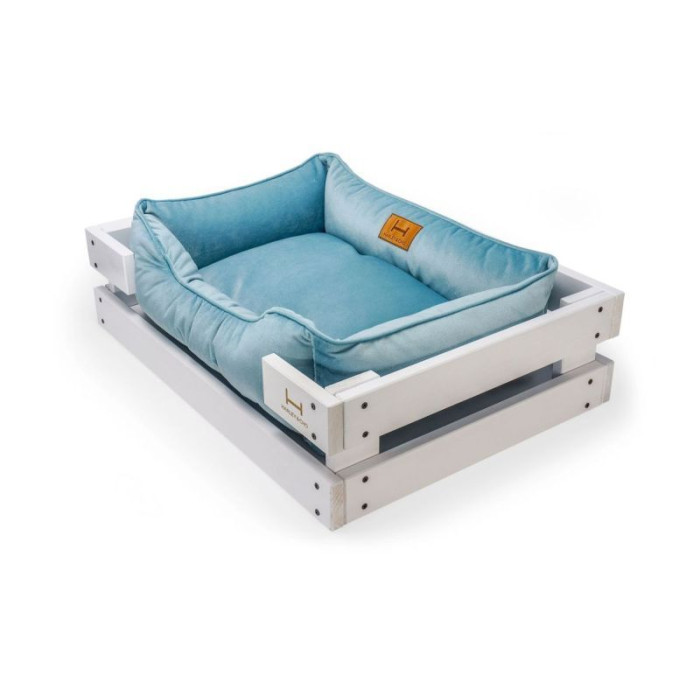Лежак Dreamer White + Blue Velur с деревянным каркасом