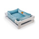 Лежак Dreamer White + Blue Velur с деревянным каркасом