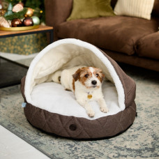 Круглый лежак с капюшоном Cover Brown S / 55 cm