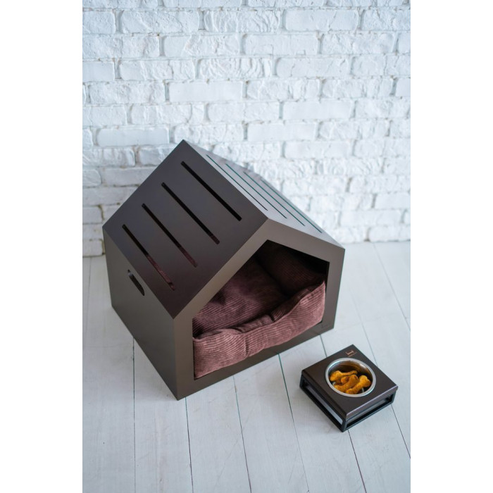 Устойчивая миска на подставке Lunch Bar Brown wood + Black S 18x18x7см / 0,45 л