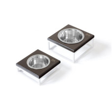 Устойчивая миска на подставке Lunch Bar Brown wood + White S 18x18x7см / 0,45 л