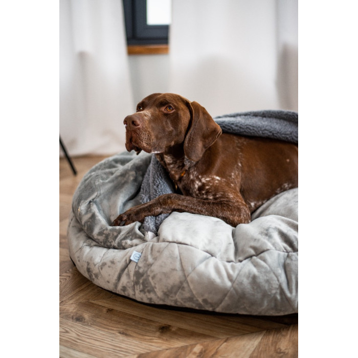 Круглый лежак с капюшоном Cover Gray XL /100 cm