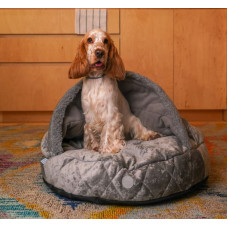 Круглый лежак с капюшоном Cover Gray S / 55 cm