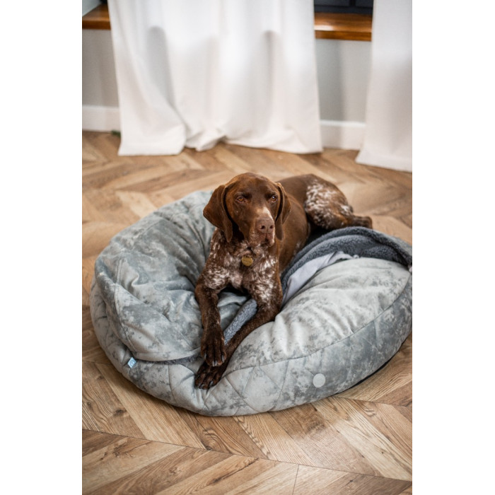 Круглый лежак с капюшоном Cover Gray XL /100 cm