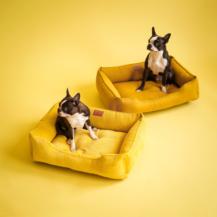 Лежак Dreamer Yellow Velvet со съемным чехлом XL 110 х 70 cm