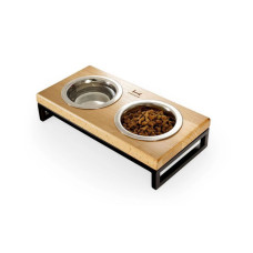 Миски на подставке Lunch Bar Wood Natural Wood + Black, натуральное дерево с черным металом XS 28x14x5см