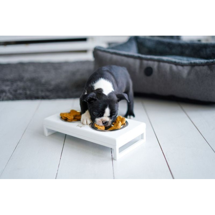 Миски на подставке Lunch Bar Wood White Wood + White, белые XS 28x14x5см