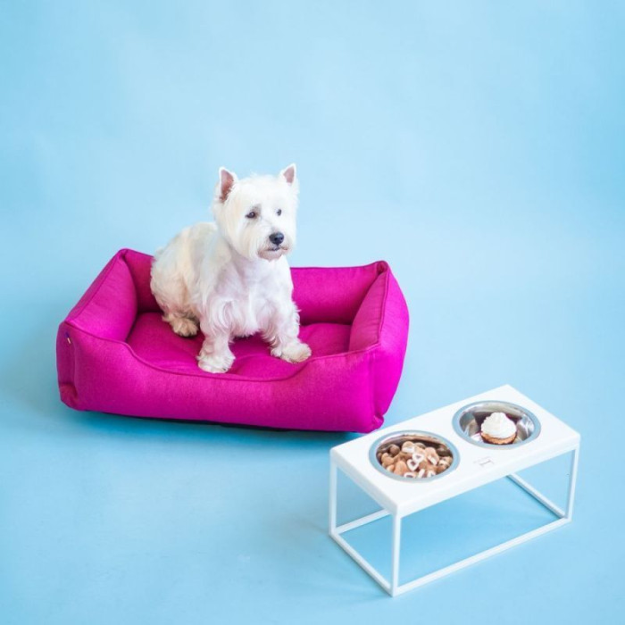 Миски на подставке Lunch Bar Wood White Wood + White, белые XS 28x14x5см