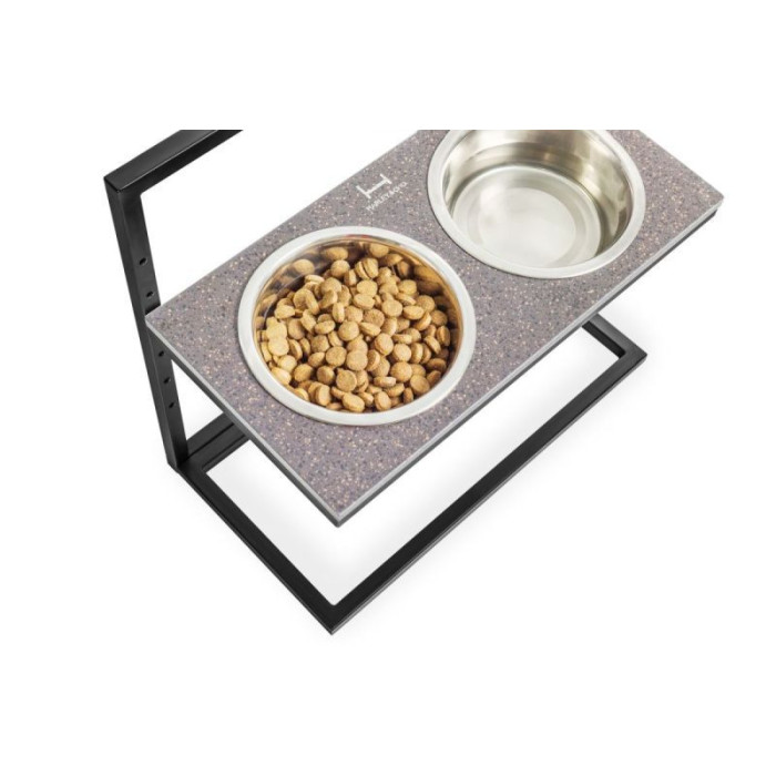 Миски с регулируемой высотой со столешницей из камня Lift Brown Stone + Black M 42x21cm / 0,75 л