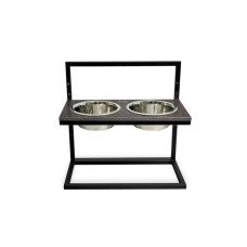 Миски с регулируемой высотой со столешницей из камня Lift Brown Stone + Black M 42x21cm / 0,75 л