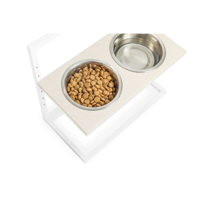 Миски с регулируемой высотой со столешницей из камня Lift Beige Stone + White 42x21cm / 0,75 л