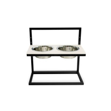 Миски с регулируемой высотой со столешницей из камня Lift Beige Stone + Black 42x21cm / 0,75 л