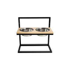 Миски с регулируемой высотой со столешницей из натурального дерева Lift Natural Wood + Black 42x21cm / 0,75 л